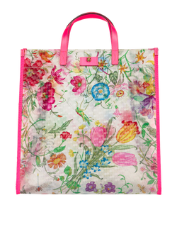 Fluorescent Flora Large Tote Bag, Vinyl, Multi/Pink, 548713, 2*